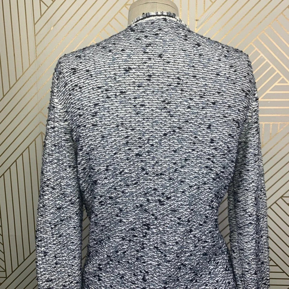 Escada Harbor Blue Tweed Fringe Knit Sweater Blazer Jacket Size US Small - Picture 6 of 11